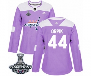 Women Adidas Washington Capitals #44 Brooks Orpik Authentic Purple Fights Cancer Practice 2018 Stanley Cup Final Champions NHL Jersey