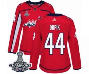 Women Adidas Washington Capitals #44 Brooks Orpik Authentic Red Home 2018 Stanley Cup Final Champions NHL Jersey