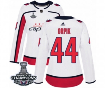 Women Adidas Washington Capitals #44 Brooks Orpik Authentic White Away 2018 Stanley Cup Final Champions NHL Jersey