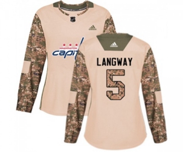 Women Adidas Washington Capitals #5 Rod Langway Authentic Camo Veterans Day Practice NHL Jersey