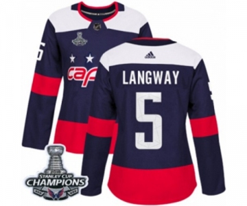 Women Adidas Washington Capitals #5 Rod Langway Authentic Navy Blue 2018 Stadium Series 2018 Stanley Cup Final Champions NHL Jersey