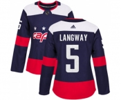 Women Adidas Washington Capitals #5 Rod Langway Authentic Navy Blue 2018 Stadium Series NHL Jersey