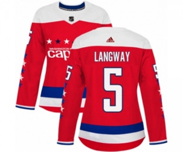 Women Adidas Washington Capitals #5 Rod Langway Authentic Red Alternate NHL Jersey