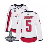 Women Adidas Washington Capitals #5 Rod Langway Authentic White Away 2018 Stanley Cup Final Champions NHL Jersey