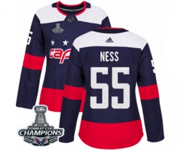 Women Adidas Washington Capitals #55 Aaron Ness Authentic Navy Blue 2018 Stadium Series 2018 Stanley Cup Final Champions NHL Jersey