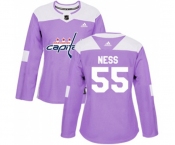 Women Adidas Washington Capitals #55 Aaron Ness Authentic Purple Fights Cancer Practice NHL Jersey