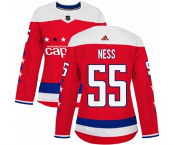 Women Adidas Washington Capitals #55 Aaron Ness Authentic Red Alternate NHL Jersey