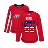 Women Adidas Washington Capitals #55 Aaron Ness Authentic Red USA Flag Fashion NHL Jersey