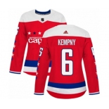 Women Adidas Washington Capitals #6 Michal Kempny Authentic Red Alternate NHL Jersey