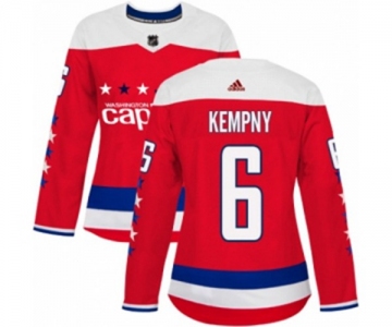 Women Adidas Washington Capitals #6 Michal Kempny Authentic Red Alternate NHL Jersey