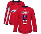 Women Adidas Washington Capitals #6 Michal Kempny Authentic Red USA Flag Fashion NHL Jersey