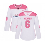 Women Adidas Washington Capitals #6 Michal Kempny Authentic White Pink Fashion NHL Jersey