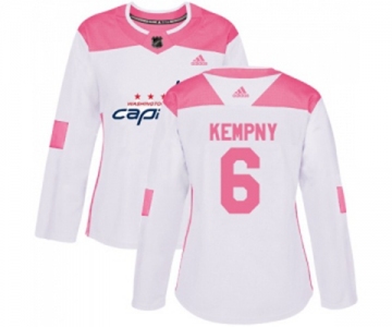 Women Adidas Washington Capitals #6 Michal Kempny Authentic White Pink Fashion NHL Jersey