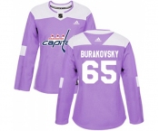 Women Adidas Washington Capitals #65 Andre Burakovsky Authentic Purple Fights Cancer Practice NHL Jersey