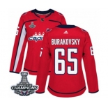 Women Adidas Washington Capitals #65 Andre Burakovsky Authentic Red Home 2018 Stanley Cup Final Champions NHL Jersey