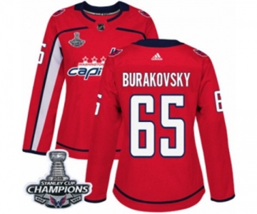 Women Adidas Washington Capitals #65 Andre Burakovsky Authentic Red Home 2018 Stanley Cup Final Champions NHL Jersey