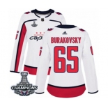 Women Adidas Washington Capitals #65 Andre Burakovsky Authentic White Away 2018 Stanley Cup Final Champions NHL Jersey