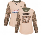 Women Adidas Washington Capitals #67 Riley Sutter Authentic Camo Veterans Day Practice NHL Jersey