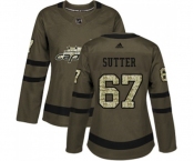 Women Adidas Washington Capitals #67 Riley Sutter Authentic Green Salute to Service NHL Jersey