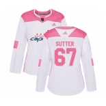 Women Adidas Washington Capitals #67 Riley Sutter Authentic White Pink Fashion NHL Jersey