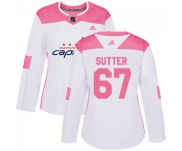 Women Adidas Washington Capitals #67 Riley Sutter Authentic White Pink Fashion NHL Jersey