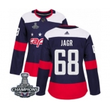 Women Adidas Washington Capitals #68 Jaromir Jagr Authentic Navy Blue 2018 Stadium Series 2018 Stanley Cup Final Champions NHL Jersey