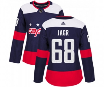 Women Adidas Washington Capitals #68 Jaromir Jagr Authentic Navy Blue 2018 Stadium Series NHL Jersey