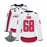 Women Adidas Washington Capitals #68 Jaromir Jagr Authentic White Away 2018 Stanley Cup Final Champions NHL Jersey