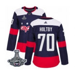 Women Adidas Washington Capitals #70 Braden Holtby Authentic Navy Blue 2018 Stadium Series 2018 Stanley Cup Final Champions NHL Jersey