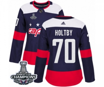 Women Adidas Washington Capitals #70 Braden Holtby Authentic Navy Blue 2018 Stadium Series 2018 Stanley Cup Final Champions NHL Jersey