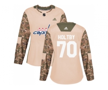 Women Adidas Washington Capitals #70 Braden Holtby Camo Authentic 2017 Veterans Day Stitched NHL Jersey