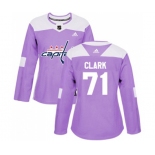 Women Adidas Washington Capitals #71 Kody Clark Authentic Purple Fights Cancer Practice NHL Jersey