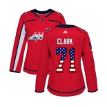 Women Adidas Washington Capitals #71 Kody Clark Authentic Red USA Flag Fashion NHL Jersey