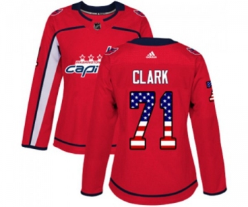 Women Adidas Washington Capitals #71 Kody Clark Authentic Red USA Flag Fashion NHL Jersey