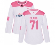 Women Adidas Washington Capitals #71 Kody Clark Authentic White Pink Fashion NHL Jersey