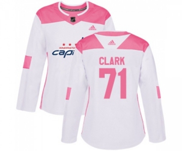 Women Adidas Washington Capitals #71 Kody Clark Authentic White Pink Fashion NHL Jersey