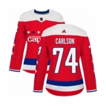 Women Adidas Washington Capitals #74 John Carlson Authentic Red Alternate NHL Jersey