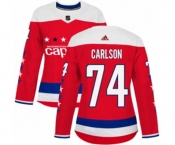 Women Adidas Washington Capitals #74 John Carlson Authentic Red Alternate NHL Jersey