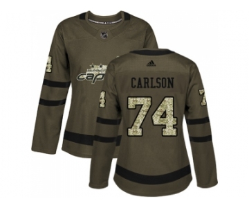 Women Adidas Washington Capitals #74 John Carlson Green Salute to Service Stitched NHL Jersey