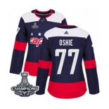 Women Adidas Washington Capitals #77 T.J. Oshie Authentic Navy Blue 2018 Stadium Series 2018 Stanley Cup Final Champions NHL Jersey