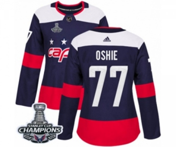 Women Adidas Washington Capitals #77 T.J. Oshie Authentic Navy Blue 2018 Stadium Series 2018 Stanley Cup Final Champions NHL Jersey