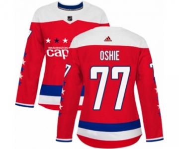 Women Adidas Washington Capitals #77 T.J. Oshie Authentic Red Alternate NHL Jersey