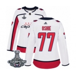 Women Adidas Washington Capitals #77 T.J. Oshie Authentic White Away 2018 Stanley Cup Final Champions NHL Jersey