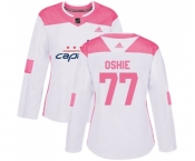 Women Adidas Washington Capitals #77 T.J. Oshie Authentic White Pink Fashion NHL Jersey