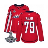 Women Adidas Washington Capitals #79 Nathan Walker Authentic Red Home 2018 Stanley Cup Final Champions NHL Jersey