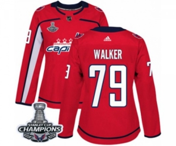 Women Adidas Washington Capitals #79 Nathan Walker Authentic Red Home 2018 Stanley Cup Final Champions NHL Jersey