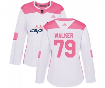 Women Adidas Washington Capitals #79 Nathan Walker Authentic White Pink Fashion NHL Jersey