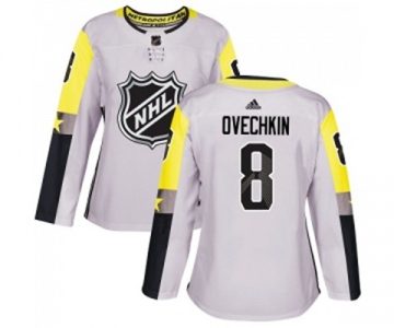 Women Adidas Washington Capitals #8 Alex Ovechkin Authentic Gray 2018 All-Star Metro Division NHL Jersey