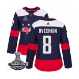 Women Adidas Washington Capitals #8 Alex Ovechkin Authentic Navy Blue 2018 Stadium Series 2018 Stanley Cup Final Champions NHL Jersey