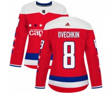 Women Adidas Washington Capitals #8 Alex Ovechkin Authentic Red Alternate NHL Jersey